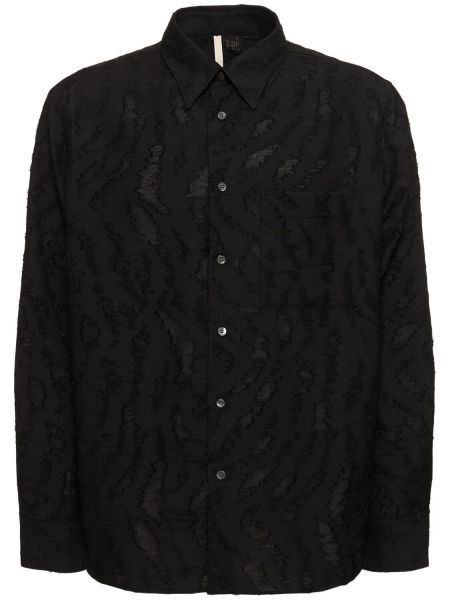 Camisa de viscosa de tejido jacquard Sunflower negro