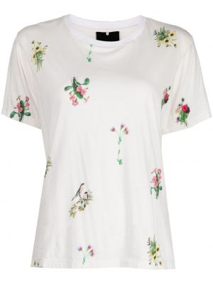Květinové bavlněné tričko s potiskem Cynthia Rowley bílé