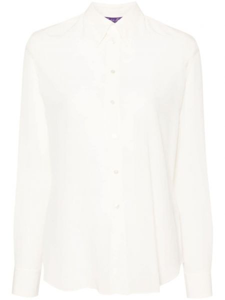 Μεταξωτό μακρύ πουκάμισο Ralph Lauren Collection λευκό