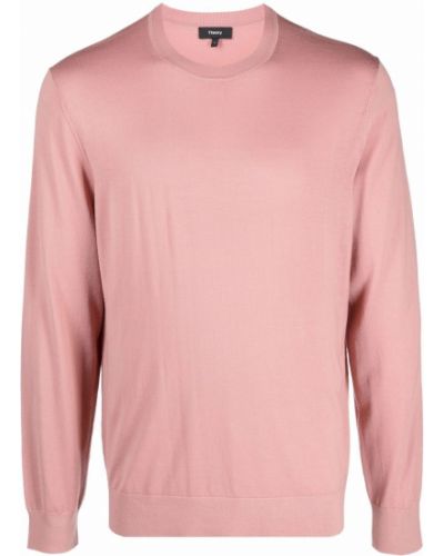 Jersey de lana de cuello redondo Theory rosa