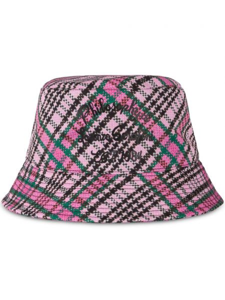 Kostkovaný klobouk s potiskem Philosophy Di Lorenzo Serafini růžový