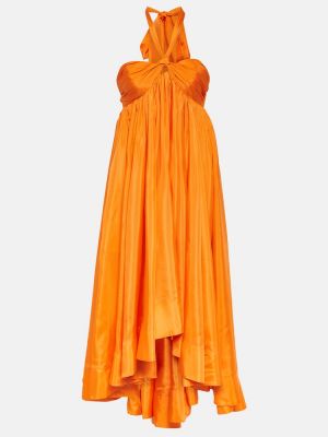 Hedvábné midi šaty Zimmermann oranžové