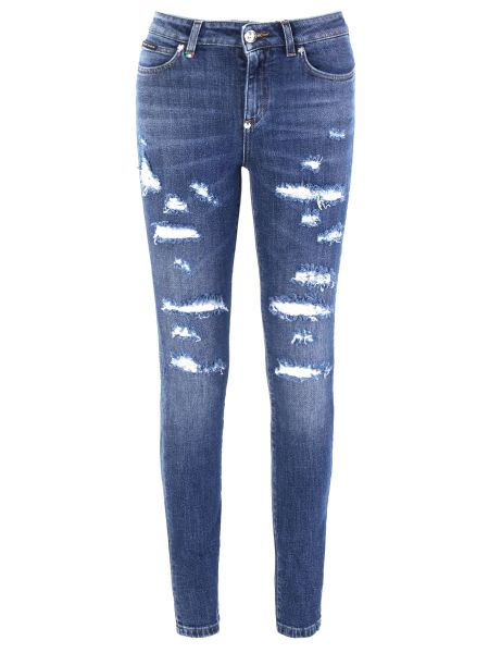 Хлопковые джинсы скинни Philipp Plein синие
