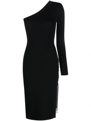 Коктейлна рокля с връзки с дантела Elisabetta Franchi черно
