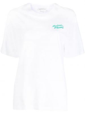 Bombažna majica z vezenjem Maison Kitsuné bela