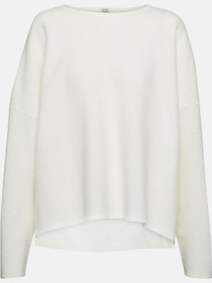 Вълнен кожаный пуловер Toteme бяло