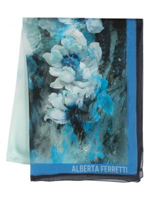 Jedwabna szal w kwiatki z nadrukiem Alberta Ferretti
