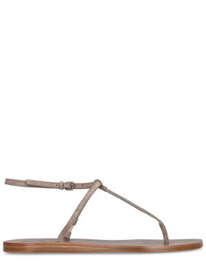 Krištáľové kožené sandále Brunello Cucinelli béžová