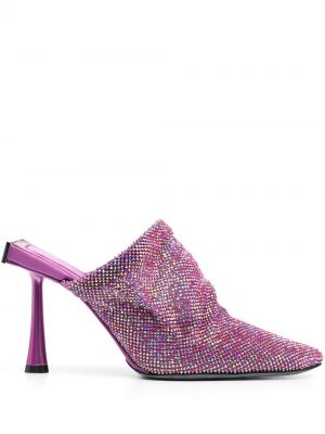 Papuci tip mules plasă de cristal Benedetta Bruzziches roz