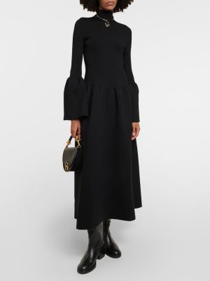 Gyapjú midi ruha Chloã© fekete