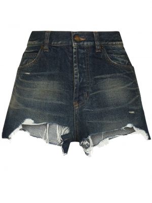 Kratke hlače s izlizanim efektom Saint Laurent plava