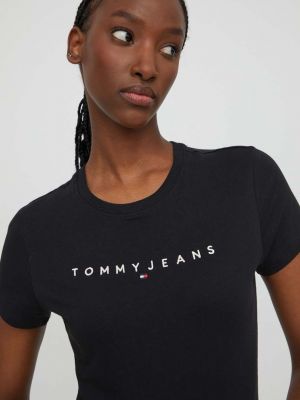 Bombažna majica Tommy Jeans črna