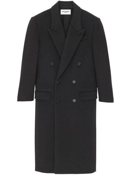 Gyapjú kabát Saint Laurent szürke