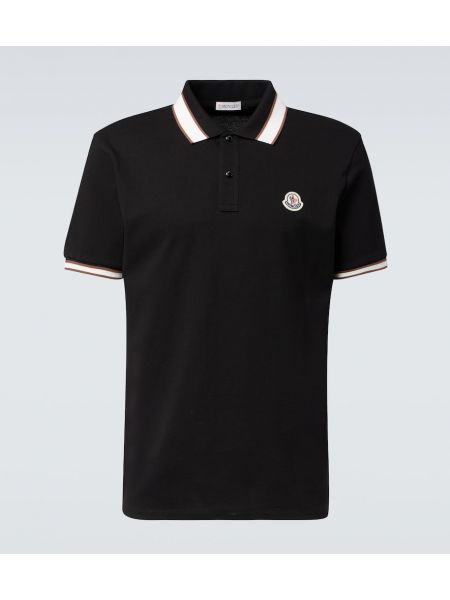 Pamuklu polo yaka tişört Moncler siyah