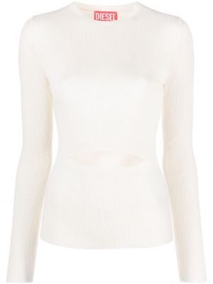 Плетен пуловер Diesel бяло