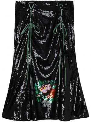 Midi φούστα με παγιέτες Yuhan Wang μαύρο