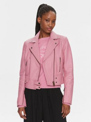 Шкіряна куртка Pinko рожева