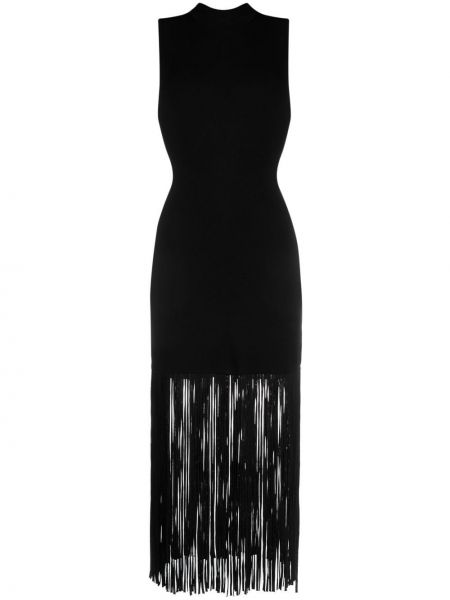 Платье с бахромой без рукавов Sandro Paris, черное