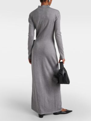 Svilena vunena midi haljina od kašmira Magda Butrym siva