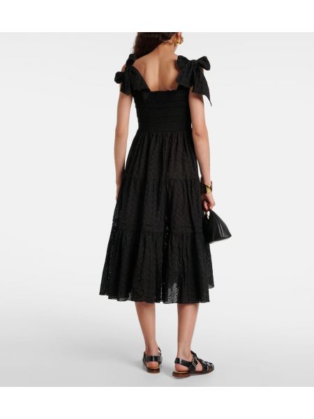 Памучна миди рокля Poupette St Barth черно