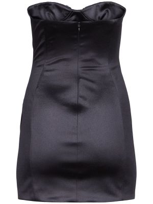 Drapované saténové mini šaty Area čierna