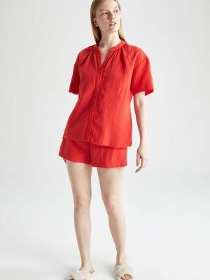 Плетена пижама от муселин Defacto червено