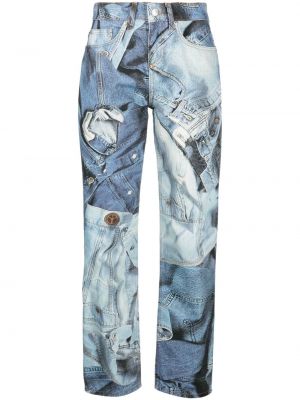 Straight leg jeans con stampa Moschino Jeans blu