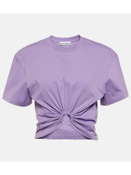 Camiseta de algodón con volantes Rabanne violeta