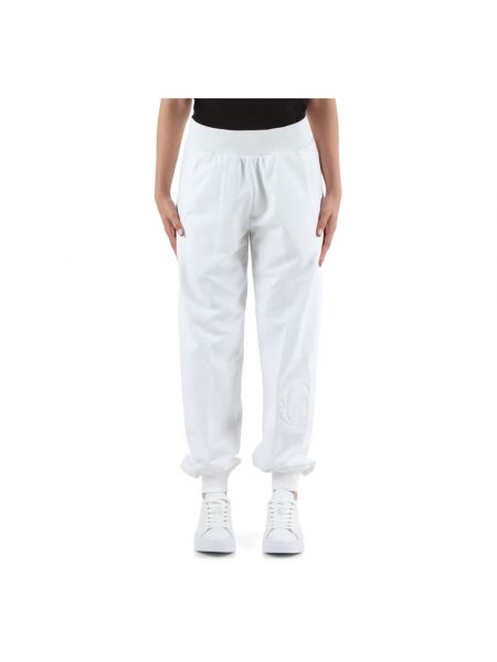 Spodnie sportowe bawełniane z wiskozy Calvin Klein Jeans białe