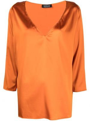 Bluză de mătase cu decolteu în v Gianluca Capannolo portocaliu