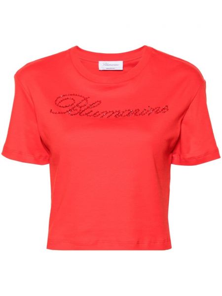 T-shirt en coton à imprimé Blumarine rouge
