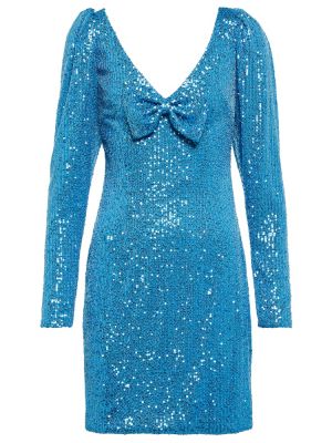 Mini šaty s flitry z polyesteru Caroline Constas - modrá