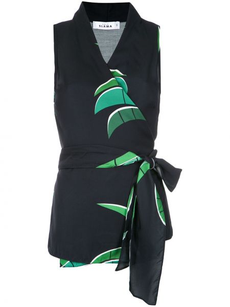 Bluse mit print mit tropischem muster Amir Slama schwarz