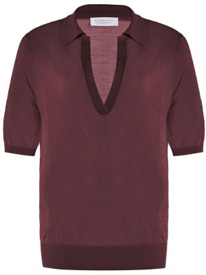 Kašmyro šilkinis polo marškinėliai Gabriela Hearst bordinė