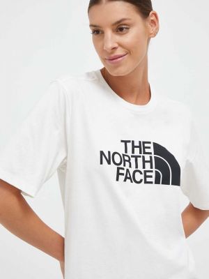 Bombažna majica The North Face bež