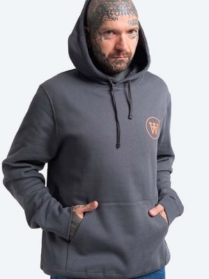 Pamučna hoodie s kapuljačom Wood Wood siva