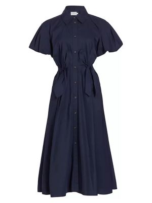 Платье-рубашка с пышными рукавами Tanya Taylor синее