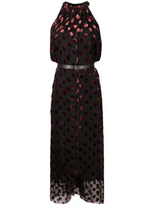 Drapované puntíkaté sametové večerní šaty Lanvin
