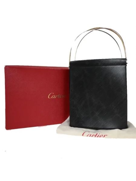 Bolsa de hombro de cuero Cartier Vintage negro