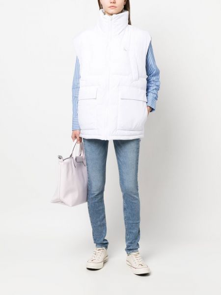 Džínová vesta s potiskem Calvin Klein Jeans bílá