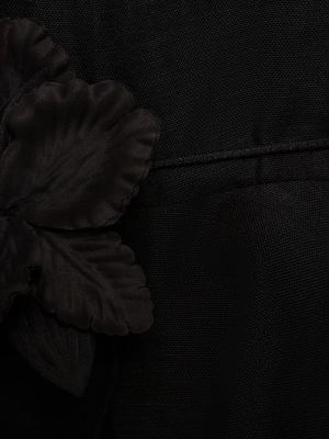 Lněné mini šaty Zimmermann černé