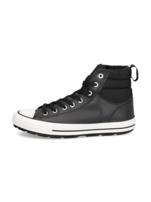 Kožené kotníkové boty z imitace kůže Converse černé