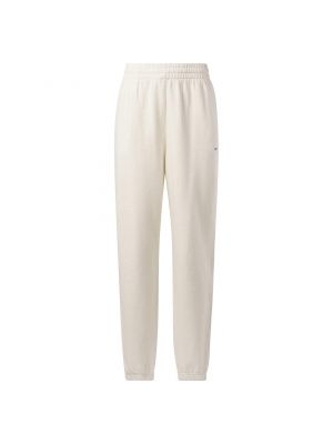Jednofarebné bavlnené teplákové nohavice Reebok Classics - biela