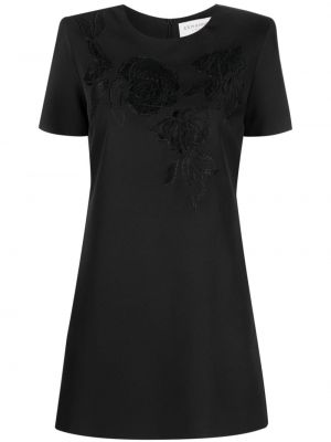 Šaty s výšivkou s kulatým výstřihem Ermanno Firenze černé