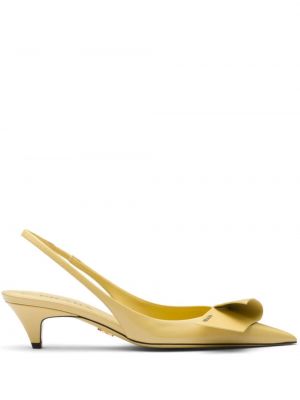 Полуотворени обувки с панделка с отворена пета Prada жълто