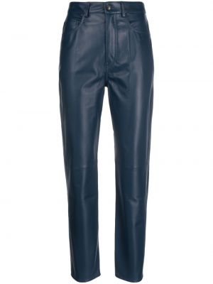 Kožené rovné kalhoty Simonetta Ravizza modré