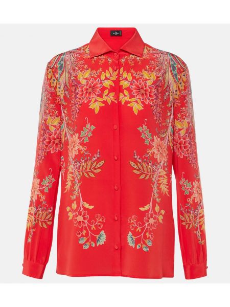Camicia di seta a fiori Etro rosso