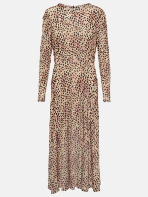 Midi šaty s potlačou s leopardím vzorom Rixo hnedá