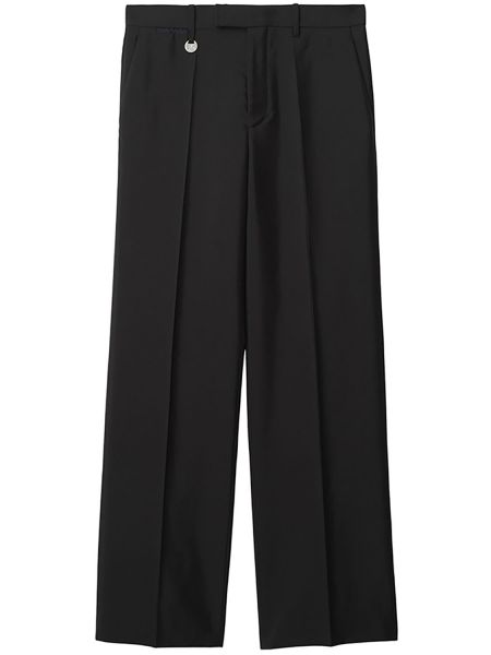 Pantaloni di lana di seta baggy Burberry nero