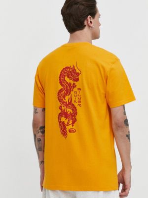 Bavlněné tričko s potiskem Quiksilver žluté